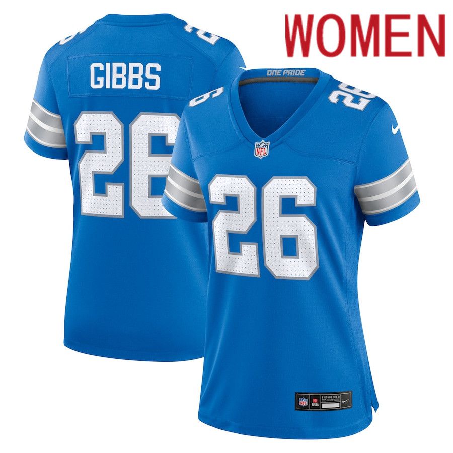 Women Detroit Lions #26 Jahmyr Gibbs Nike Blue Game NFL Jersey